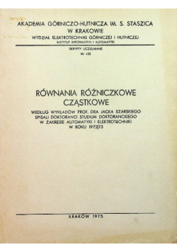 Równania różniczkowe cząstkowe