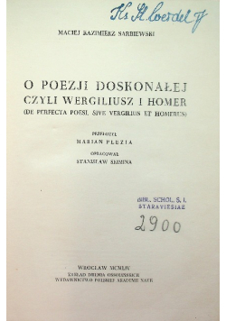 O Poezji doskonałej czyli Wergiliusz i Homer