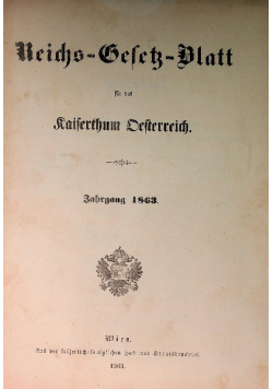 Reichs Gesetz Blatt 1863 r.