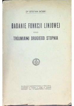 Badanie funkcji liniowej 1920 r.