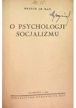 O Psychologji Socjalizmu 1937 r.