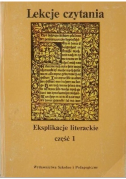 Lekcje czytania Eksplikacje literackie Część 1