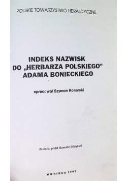 Indeks nazwisk do "Herbarza polskiego" Adama Bonieckiego