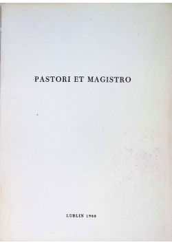 Pastori et magistro