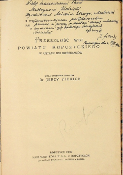 Przeszłość Wsi Powiatu Ropczyckiego 1936 r.