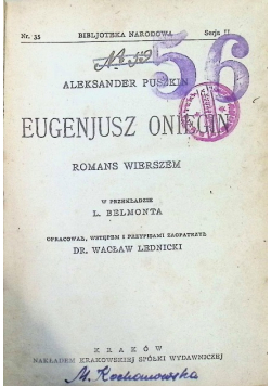 Eugeniusz Oniegin 1925 r.