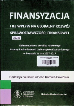 Finansyzacja I Jej Wpływ Na Globalny Rozwój Sprawozdawczości finansowej