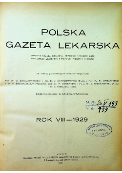 Polska gazeta lekarska Rok VIII Nr 1 do 51 / 1929 r.