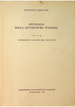 Antologia Della Letteratura Italiana Volume III