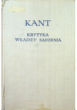 KANT Krytyka władzy sądzenia