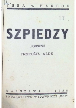 Szpiedzy powieść 1928 r.