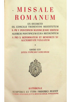 Missale Romanum Mszał Rzymski Ratyzbona