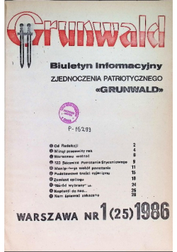 Grunwald Biuletyn Informacyjny Zjednoczenia Patriotycznego Nr 1 do 12 / 86