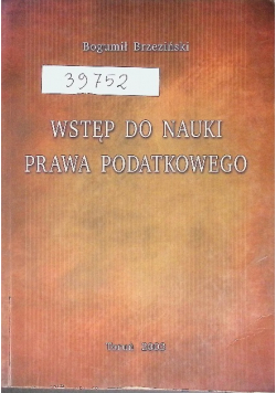 Wstęp do nauki prawa podatkowego