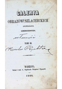 Galerya Obrazów Szlacheckich Tom 3 1860 r.