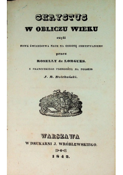 Chrystus w obliczu wieku, 1842 r.