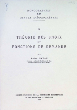 Theorie Des Choix Et Fonctions De Demande