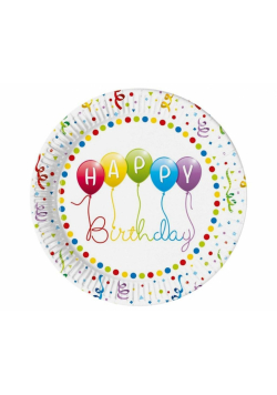 Talerzyki papierowe Happy Birthday 23cm 8szt