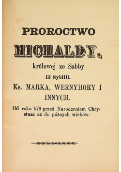 Proroctwo Michaldy królowej ze Sabby