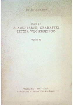 Zarys elementarnej gramatyki języka węgierskeigo