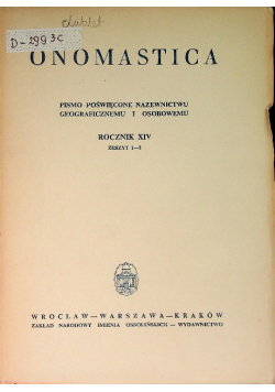 Onomastica Rocznik XIV Zeszyt 1 i 2