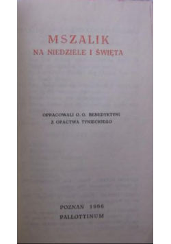 Mszalik na niedziele i święta
