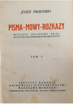 Pisma; Mowy; Rozkazy, Tom V 1933r