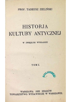 Historja kultury antycznej Tom I 1922 r.