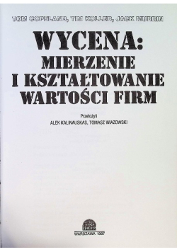 Wycena mierzenie i kształtowanie wartości firm