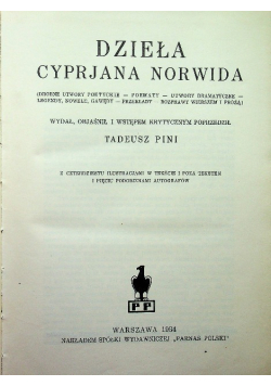 Dzieła Cyprjana Norwida 1934 r.