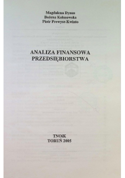 Analiza finansowa przedsiębiorstwa