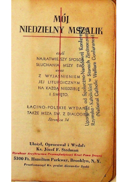 Mój niedzielny mszalik 1940 r.