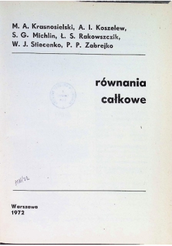 Równania całkowe