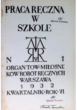 Praca Ręczna w Szkole 1930r