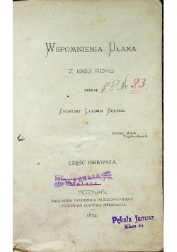 Wspomnienia ułana z 1863 roku 1874 r.