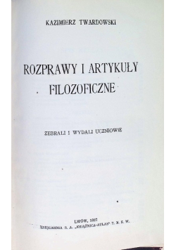 Rozprawy i artykuły filozoficzne 1927r