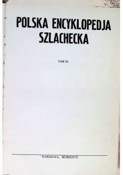 Polska encyklopedia szlachecka Tom IX, 1937 r.