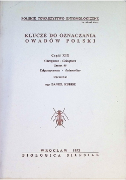 Klucze oznaczania owadów Polski Część XIX Zeszyt 85 Chrząszcze