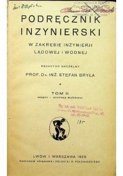 Podręcznik Inżynierski Tom II 1928 r.