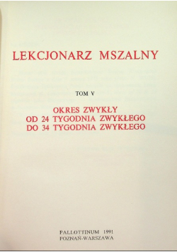 Lekcjonarz mszalny Tom V