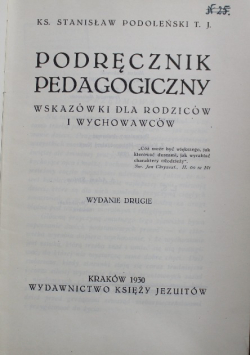 Podręcznik pedagogiczny Wydanie II, 1930 r.