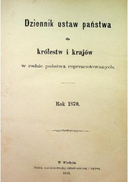 Dziennik ustaw państwa, 1870 r.