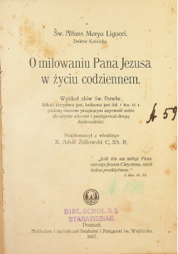 O miłowaniu Pana Jezusa w życiu codziennem