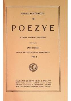 Konopnicka Poezye Tom I 1889 r.