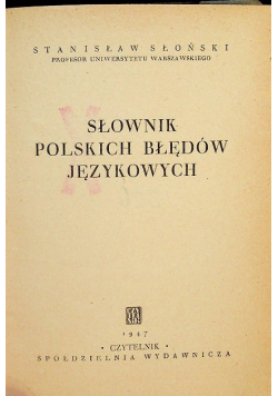 Słownik polskich błędów językowych 1947 r.