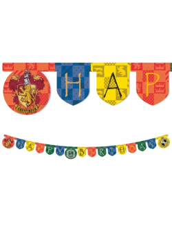 Banner Harry Potter Hogwarts Houses - Happy Birthd