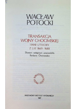 Dzieła Tom 1 transakcja wojny chocimskiej