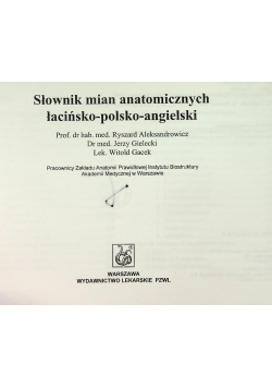 Słownik mian anatomicznych łacińsko-polsko-angielski