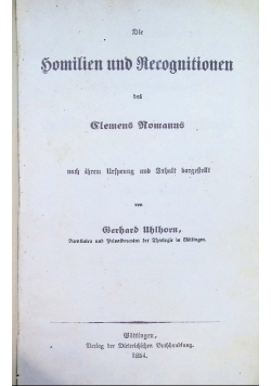 Die Homilien und Recognitionen des Clemens Romanus 1854r.