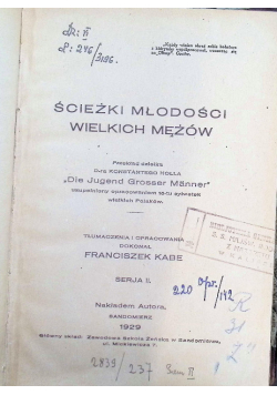 Ścieżki młodości wielkich mężów, 1929 r.